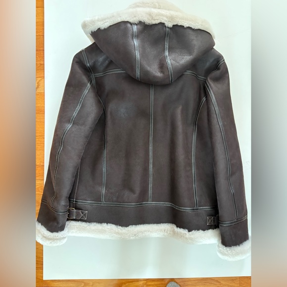 Overland Brown Shearling B-3 Bomber Jacket with genuine Shearling Lining - Picture 3 of 7